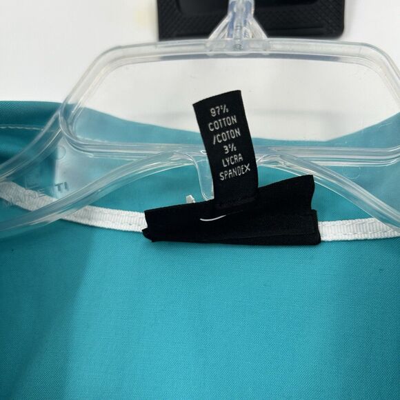 Foxcroft Non Iron Button Up Shirt Fitted Fit Blue 3/4 Roll Tab Sleeves Size 14 - Picture 10 of 10